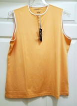 Oxford Golf Womens XL Top Sleeveless Button Front Orange with White Trim New - £24.44 GBP