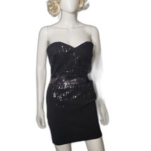 Wow Couture Black Sequin Strapless Dress Size Large - £23.66 GBP