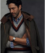 Brooks Brothers Men&#39;s Brushed Wool Gray V-Neck Sweater- Large- New with ... - $262.22 CAD
