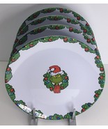 4 Dinner  Plates Dr. Seuss The Grinch Christmas Wreath Melamine 10.5&quot; New - $34.60