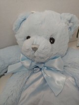 Bearington Baby Huggie Bear Pacifier Pet Blue Plush Satin security blanket Lovey - £19.89 GBP
