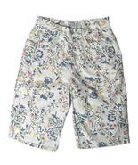 Vtg Esprit Linen White Floral Bermuda Shorts High Waist Boho Cottagecore... - $39.59
