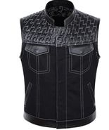 Men&#39;s Leather Vest Custom Made Motorbike Red Paisley Liner Motorcycle Wa... - £55.08 GBP+