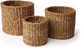 Three Small Round Baskets Made Of Seagrass From Napa Home And Garden. - £60.93 GBP