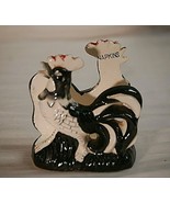 Black &amp; White Rooster Chicken Ceramic Napkin Letter Holder Country Farm ... - £23.35 GBP