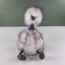 Jellycat Pom Pom Dazzle Medium Black White Silver Ostrich Plush Bird 13” Euc - $34.65