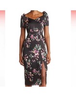 Sam Edelman Womens Sheath Dress Black Floral Maxi V Neck Dark Academia 10 New - £38.56 GBP