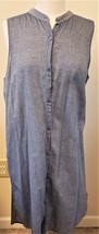 Eileen Fisher 100% Organic  Cotton Sleeveless Button Down Dress Sz- L Gray  - £23.86 GBP