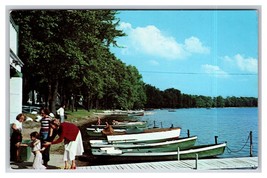 Boats at Northeast Shore Crooked Lake Angola Indiana IN UNP Chrome Postcard XA6 - $2.92