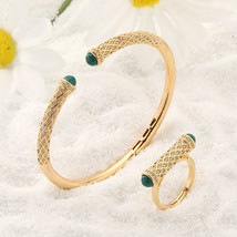 New Fashion Unique Bangle Bracelet Ring Set For Women Colorful Stone Cubic Zirco - £46.43 GBP