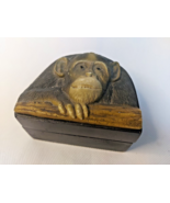 Wooden Trinket Box With Handpainted Resin Chimpanzee Face Lid - €44,30 EUR