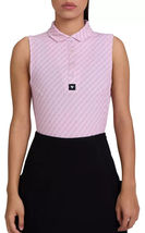 Bad Birdie Women&#39;s Sleeveless Performance Golf Polo Pink Geometric Print XS - $55.37 CAD