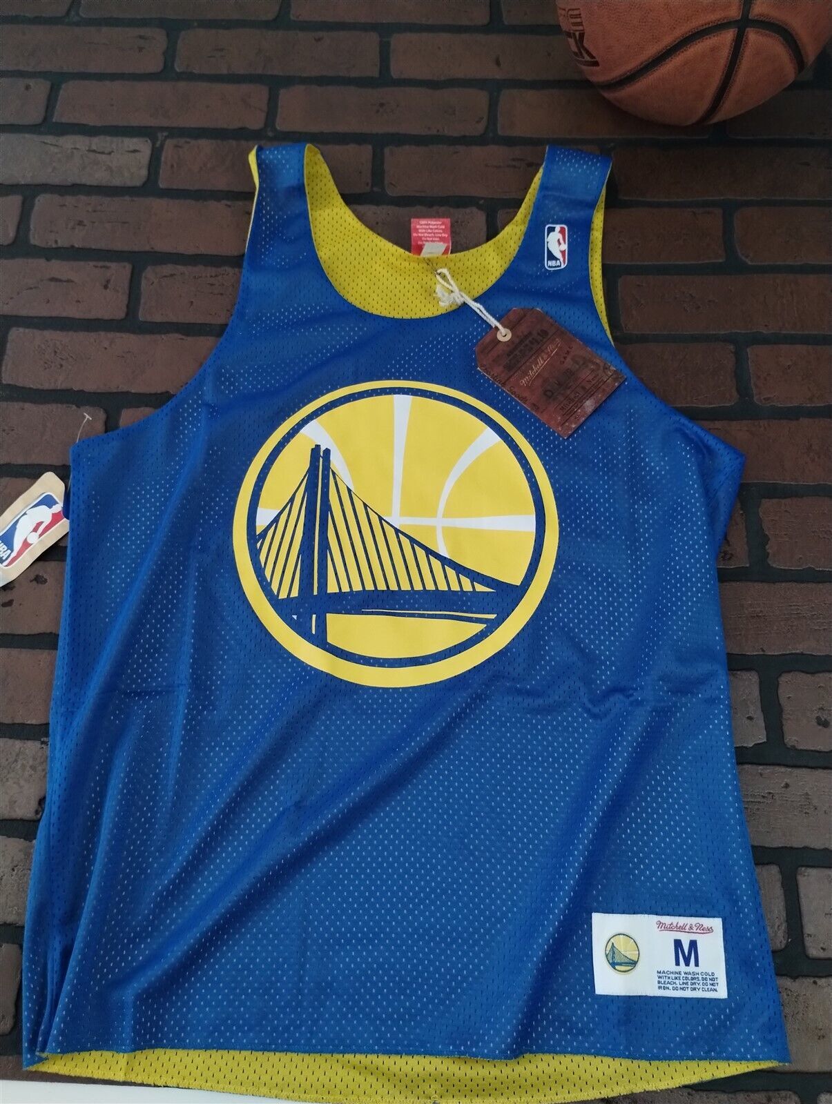 D&#39;Oro State Warriors Mitchell &amp; Ness Goccia Passo Basket Jersey ~ Nuovo ... - $39.84