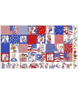 23&quot; X 44&quot; Panel US Medley American Flags Patriotic Parade Cotton Fabric ... - $8.92