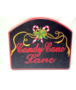 Candy Cane Lane Painted Sign - 10&quot; x 11.5&quot; Christmas Holiday Wood Wall D... - $13.18