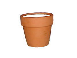 clay terra cota 4" tall flower pot w/black plastic insert (outsd misc me... - $1.80