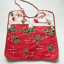 Santa Fabric Plus Terry Cloth Baby Bib Perfect for Christmas Vintage Handmade  - £13.31 GBP