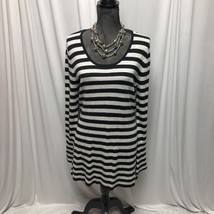 Tribal Sweater Womens Large Black Gray Stripe Long Sleeve Tunic NEW - £15.41 GBP