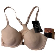 Chantelle Spacer Racerback T-Back Bra Lace Trim Size 32C Nude Cappuccino... - $16.03