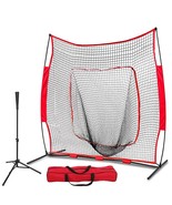 Baseball Softball Practice Net W/Bag &amp; Bow Frame + Pro-Style Batting Tee... - £78.65 GBP