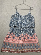 Abercrombie &amp; Fitch Mini Fit Flare Dress Womens Sz L Paisley Floral Scoop Neck - £21.93 GBP