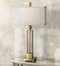 Uttermost 265831 Glass &amp; Brass Table Lamp Square Shade Transitional Coastal - £313.51 GBP