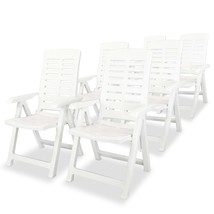 Reclining Garden Chairs 6 pcs Plastic White - £248.48 GBP