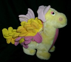 Vintage 1987 Hasbro Dinosaur Dino Be Mores Stuffed Animal Plush Toy Yellow Pink - £36.35 GBP