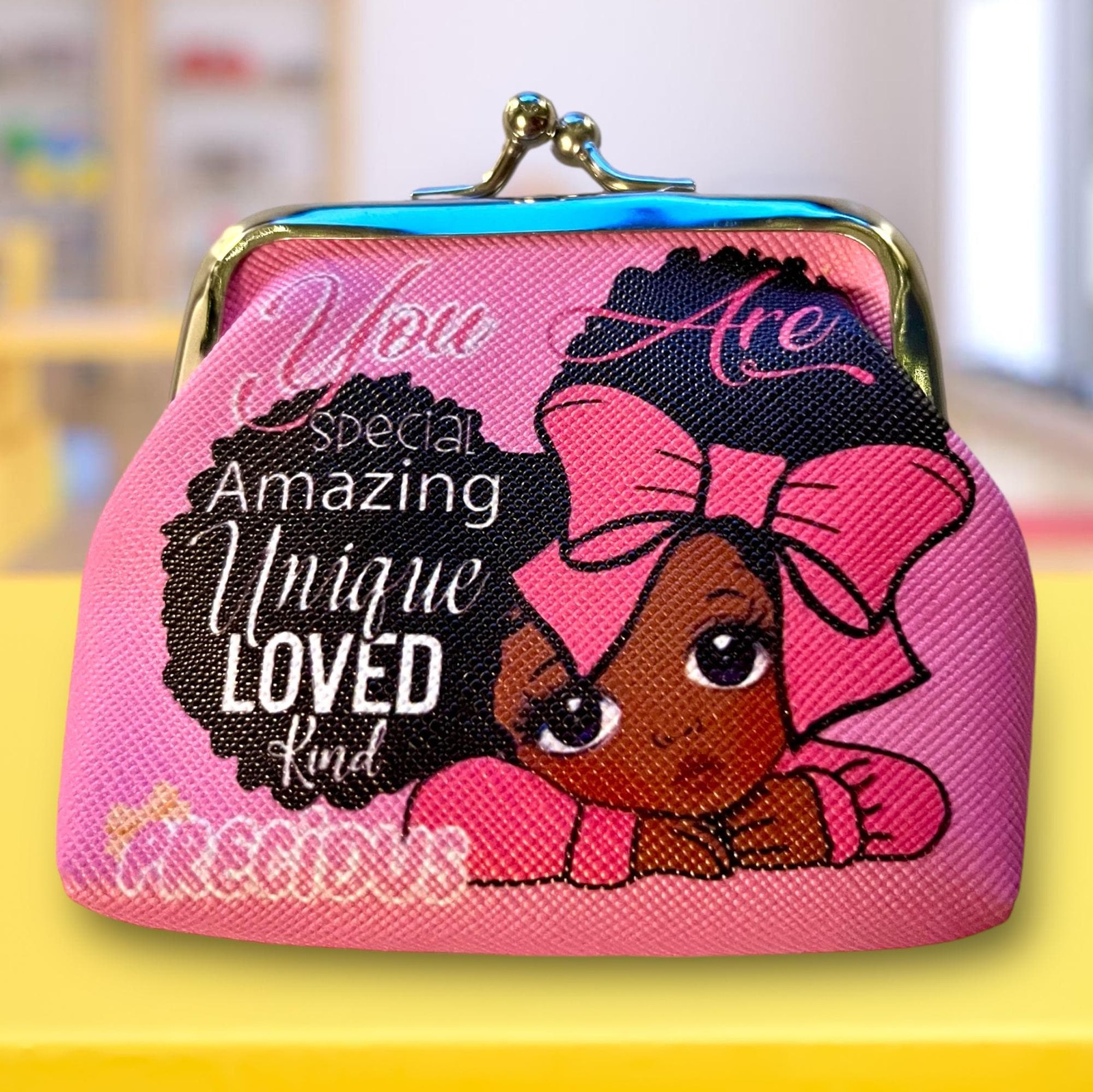 Adorable Motivational Mini Coin Wallet with Glam Black Girl Pattern for Girls