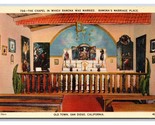 Ramonas Marriage Place Chapel Interior San Diego CA UNP Linen Postcard C20 - $1.93