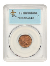 1876 1C Pcgs MS65+RD Ex: D.L. Hansen - £3,005.53 GBP