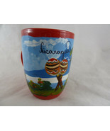 Hand Painted Nicaragua Mug Red Palm Tree Beach Castonets Souvenir - $8.16