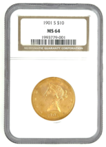 1901-S $10 Gold Liberty Eagle Graded by NGC as MS-64 - $1,979.99