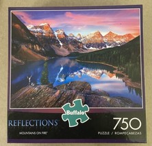 Buffalo Games 750pcReflections Cardboard Jigsaw Puzzle  Sealed Mountains on Fire - £12.23 GBP
