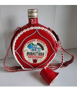 Glass Flask Red Leather Cover Canteen Mahastirka Beograd Yugoslavia Serbia 1986 - $38.00