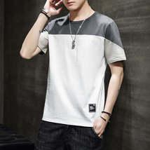 Men&#39;s stitching loose casual T-shirt - £25.81 GBP