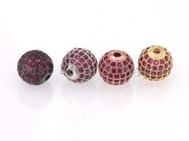 Micro Pave Fuchsia Pink CZ Ball Spacer Bead for Jewelry Making, 6/8/10/12mm - $1.90+