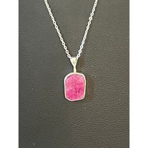 Sterling silver rough cut Ruby slice pendant necklace - $79.70