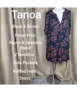 Tanoa Hawaiian Back &amp; Brown Floral Print Pull Over Side Pockets Spandex ... - £42.79 GBP