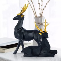 Black Deer/Hiran Showpiece for Home &amp; Office Decor Set of 2 Deer Different Size - £27.24 GBP