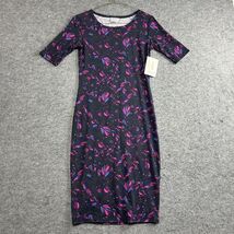 LuLaroe Womens Julia Bodycon Dress XXS Boat Neck Geometric Gold Purple B... - $17.33