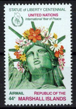 Marshall Islands C8 MNH Air Post Statue of Liberty Flowers ZAYIX 0424S0003M - £1.19 GBP
