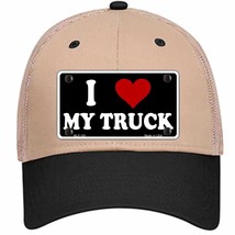 I Love My Truck Black Novelty Khaki Mesh License Plate Hat - £22.90 GBP