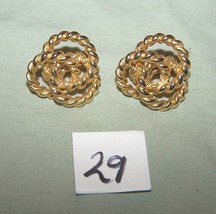 Vintage Sarah Coventry Gold Metal Circle Clip-On Earrings-Lot 29 - £13.69 GBP