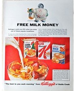 Kelloggs of battle creek free milk money corn flakes 1964 Vintage Print Ad - $231.15 MXN