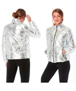Marc New York Metallic Puffer Jacket Small 2 4 Silver Stand Collar Quilt... - £65.84 GBP