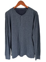 FAHERTI Sweatshirt 100% Cotton Long Sleeve Henley Gray Blue Size 2XL - $26.72