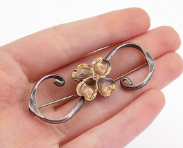 STUART NYE  925 Sterling Silver - Vintage Two Tone Flower Brooch Pin - BP2842 - $44.45