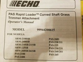 Echo PAS SRM Rapid Loader Curved Shaft Attachment # 99944200615 Operator... - $9.77