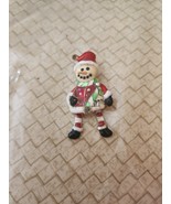 Articulated Snowman Christmas Brooch Enamel Rhinestones Movable Legs - $20.37 CAD